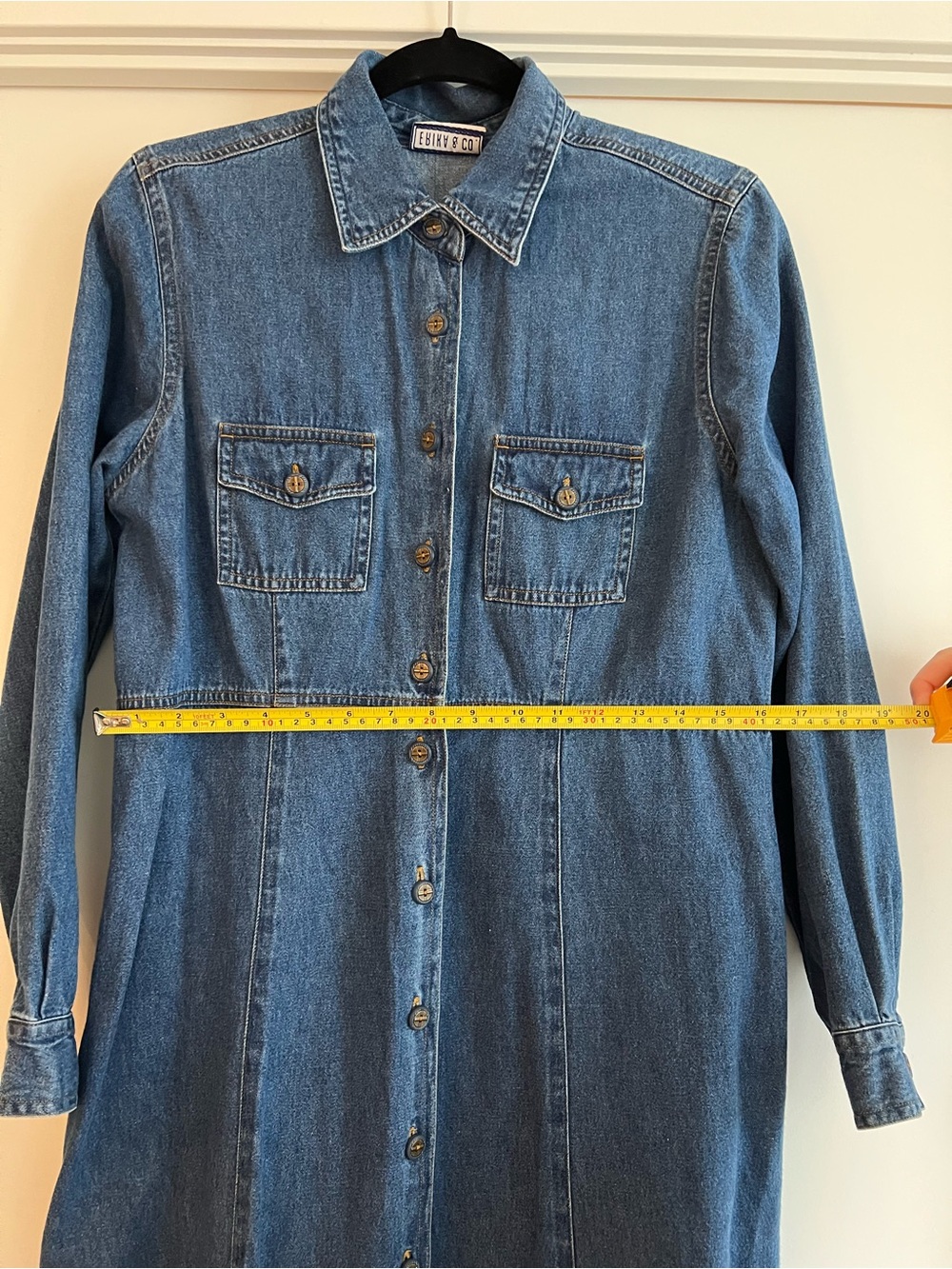Maxi Denim Button-Front Shirt Dress - Blue Erika & Co Vintage - Picture 9 of 14